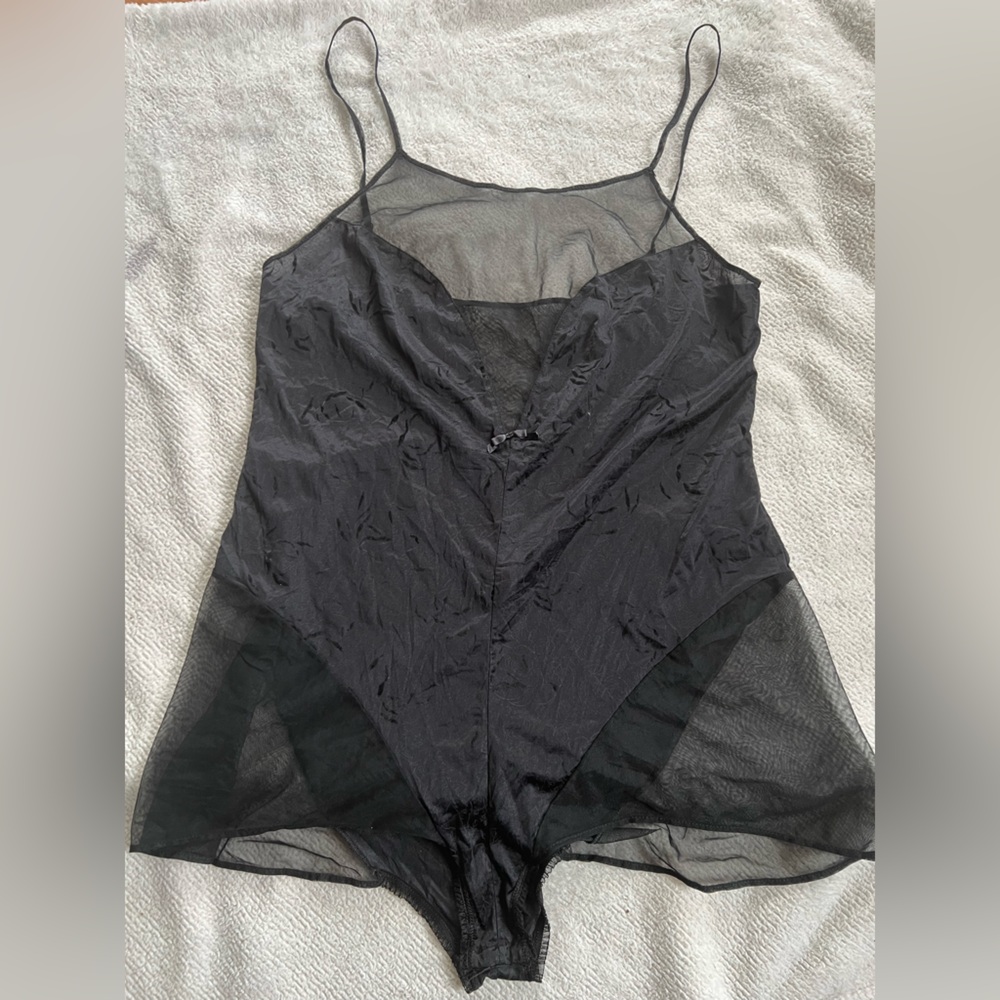 Warner's Black Sheer Bodysuit